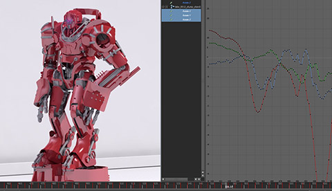 Screen shot of our motion capture animation driving a 3d character in Maya